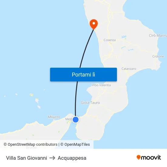 Villa San Giovanni to Acquappesa map
