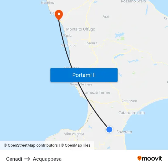 Cenadi to Acquappesa map
