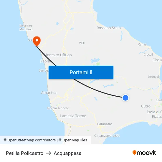 Petilia Policastro to Acquappesa map