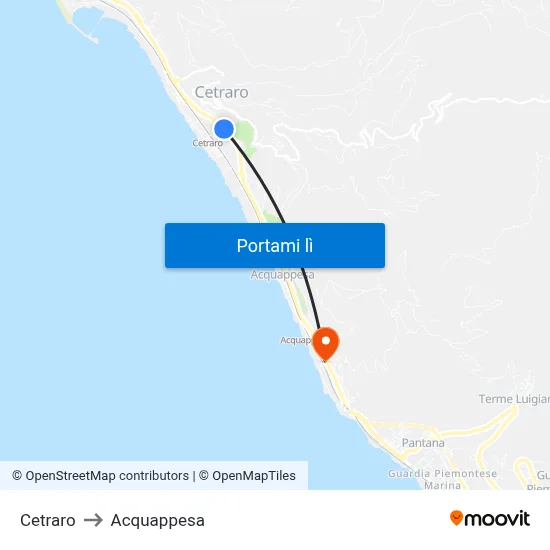 Cetraro to Acquappesa map