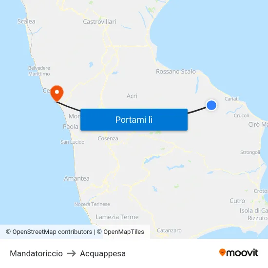 Mandatoriccio to Acquappesa map