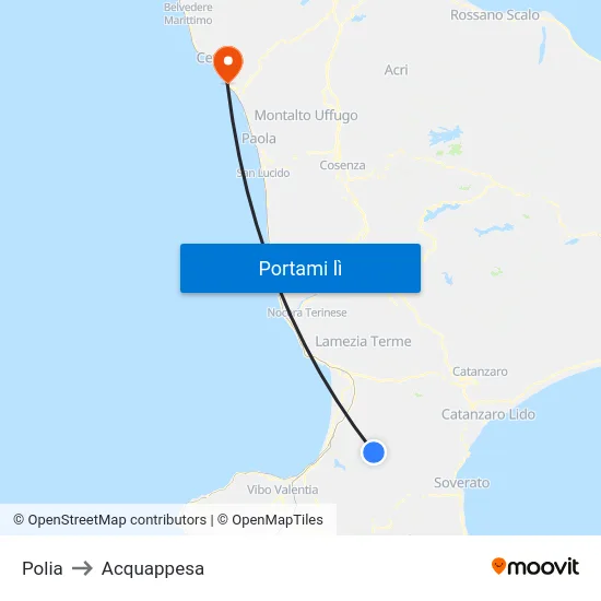 Polia to Acquappesa map