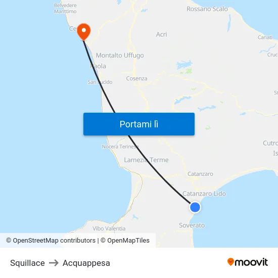 Squillace to Acquappesa map