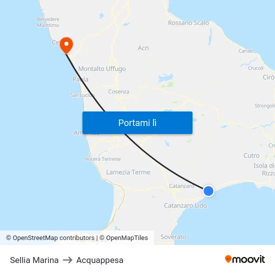 Sellia Marina to Acquappesa map