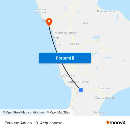 Feroleto Antico to Acquappesa map