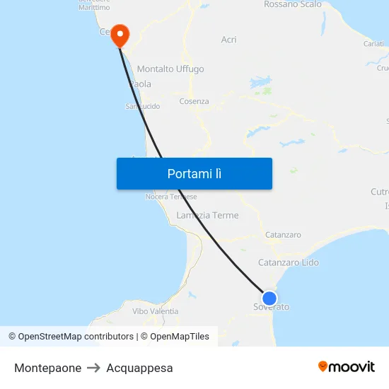 Montepaone to Acquappesa map