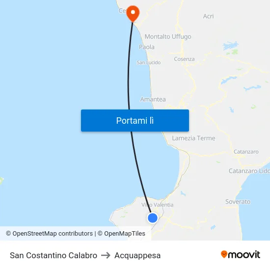 San Costantino Calabro to Acquappesa map