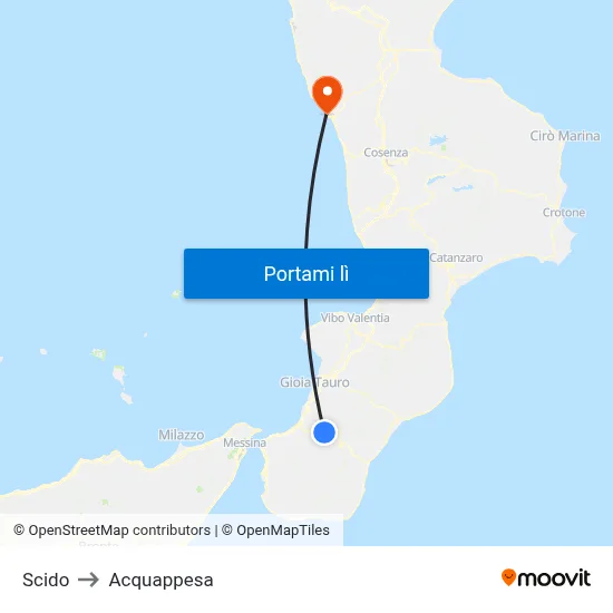 Scido to Acquappesa map