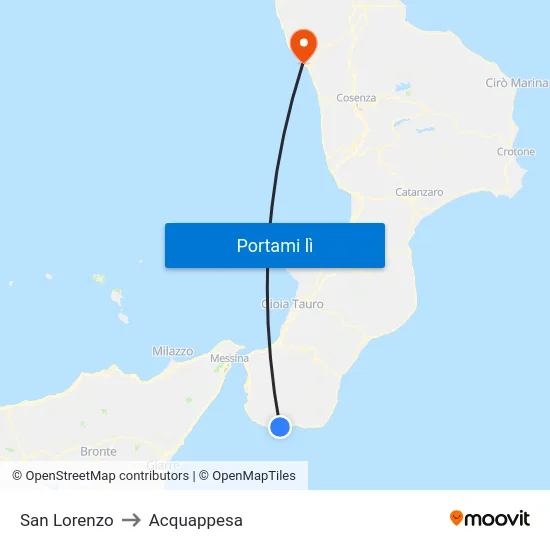 San Lorenzo to Acquappesa map