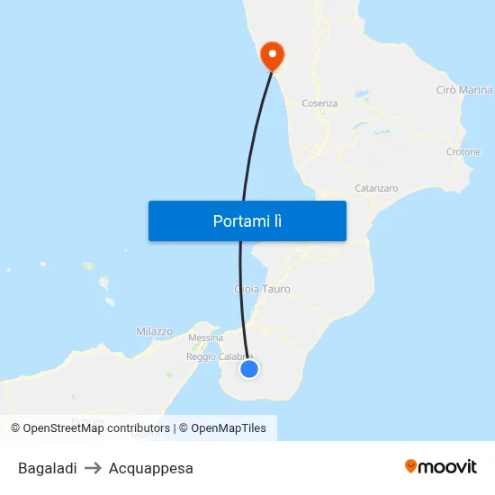 Bagaladi to Acquappesa map