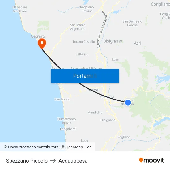 Spezzano Piccolo to Acquappesa map