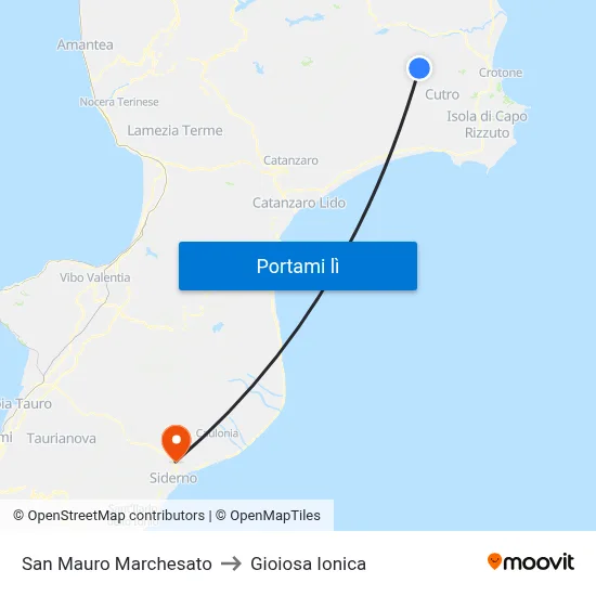 San Mauro Marchesato to Gioiosa Ionica map