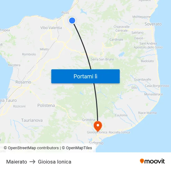 Maierato to Gioiosa Ionica map