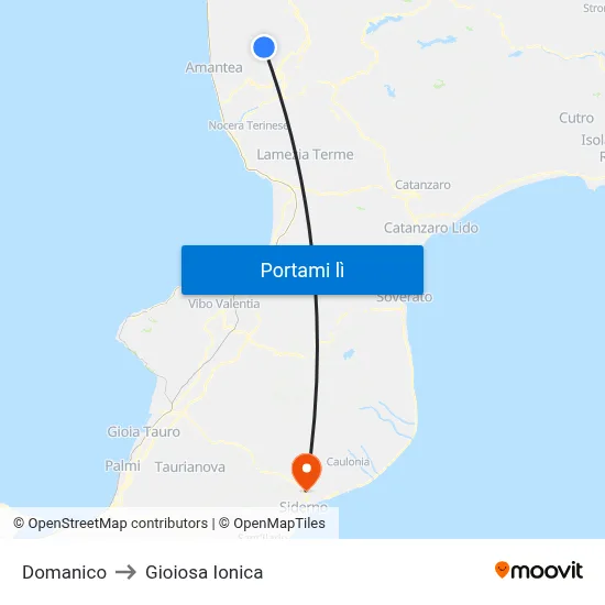Domanico to Gioiosa Ionica map