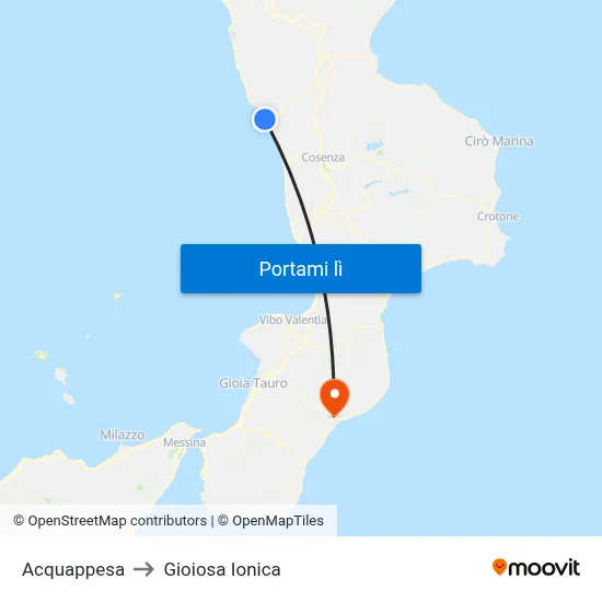 Acquappesa to Gioiosa Ionica map