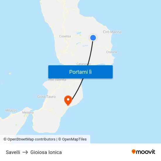 Savelli to Gioiosa Ionica map