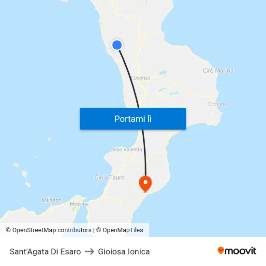 Sant'Agata Di Esaro to Gioiosa Ionica map
