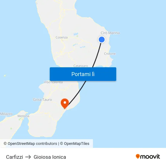 Carfizzi to Gioiosa Ionica map