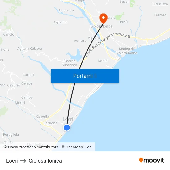 Locri to Gioiosa Ionica map