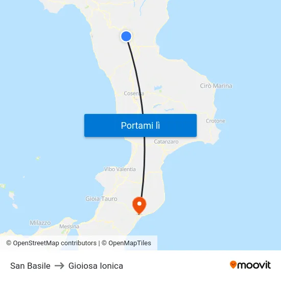 San Basile to Gioiosa Ionica map