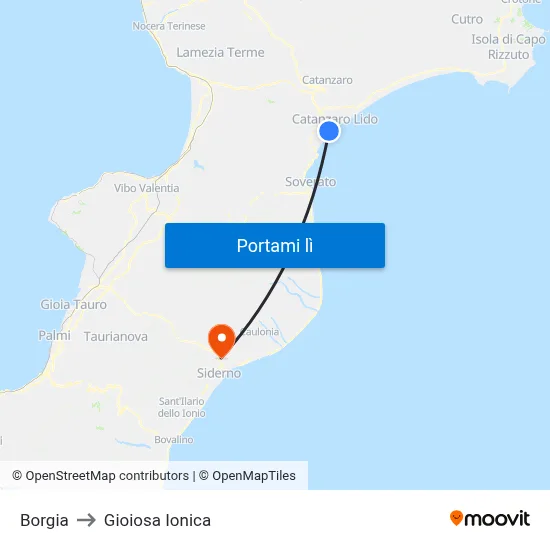 Borgia to Gioiosa Ionica map