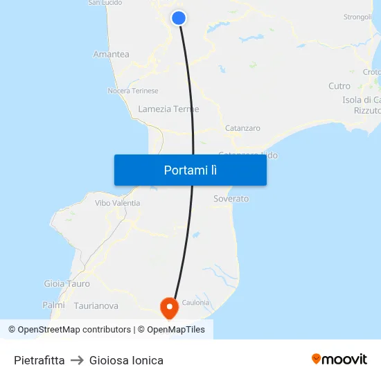 Pietrafitta to Gioiosa Ionica map