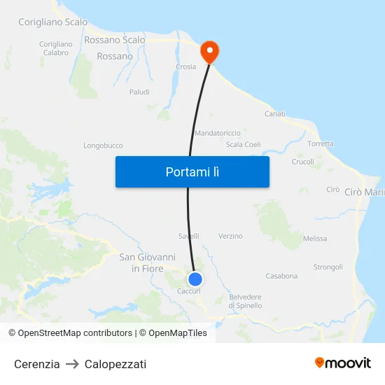 Cerenzia to Calopezzati map