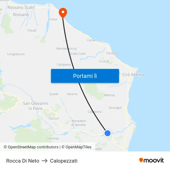 Rocca Di Neto to Calopezzati map