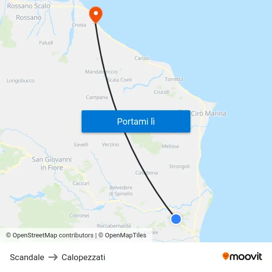 Scandale to Calopezzati map