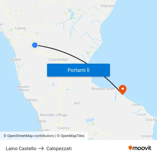 Laino Castello to Calopezzati map