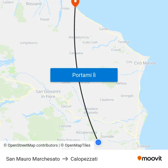 San Mauro Marchesato to Calopezzati map