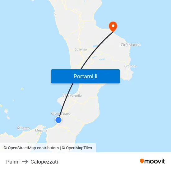 Palmi to Calopezzati map