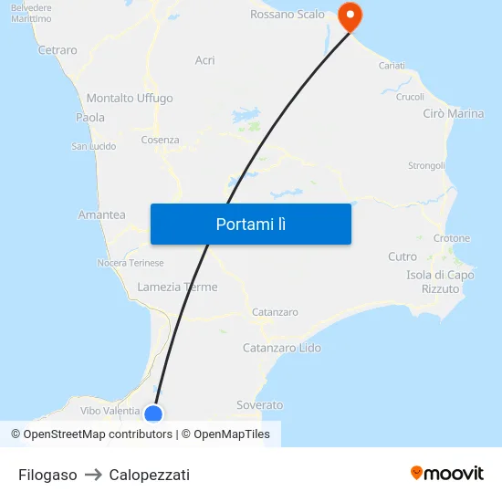 Filogaso to Calopezzati map