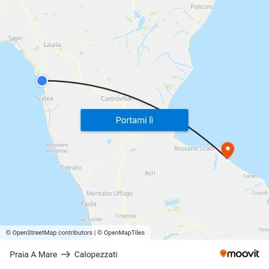 Praia A Mare to Calopezzati map