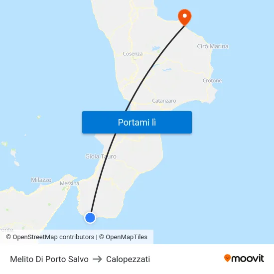 Melito Di Porto Salvo to Calopezzati map