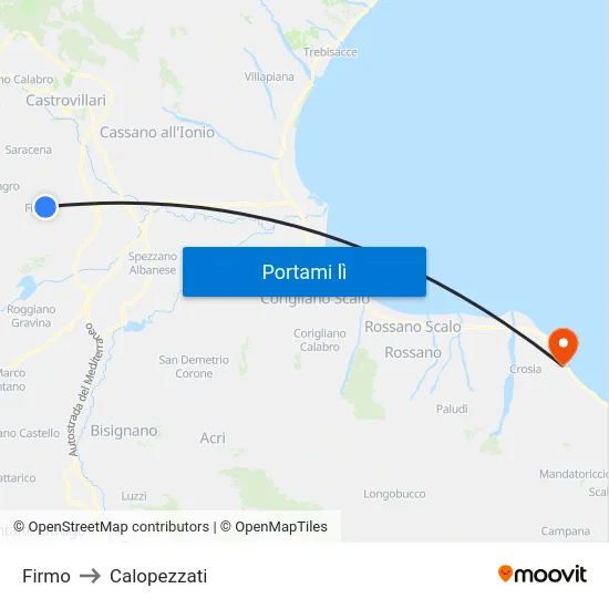 Firmo to Calopezzati map