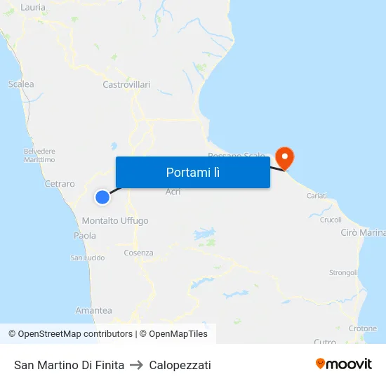 San Martino Di Finita to Calopezzati map
