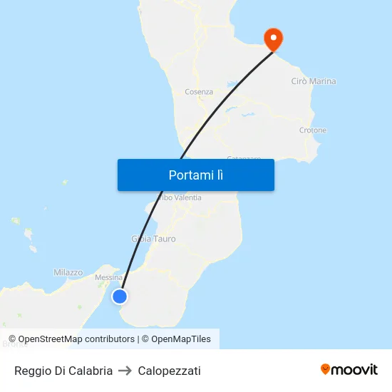 Reggio Di Calabria to Calopezzati map