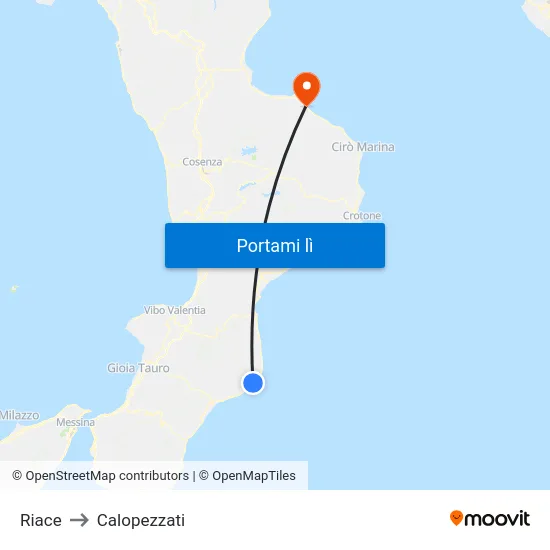 Riace to Calopezzati map