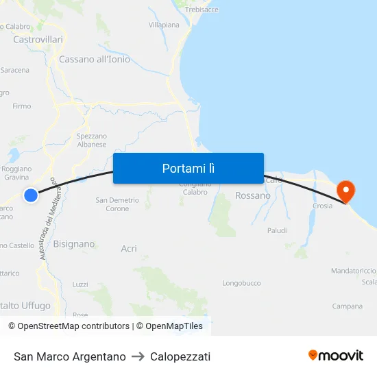 San Marco Argentano to Calopezzati map