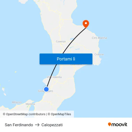 San Ferdinando to Calopezzati map