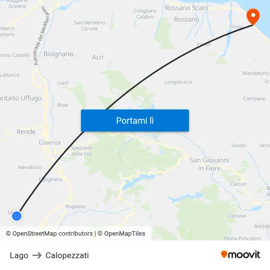 Lago to Calopezzati map