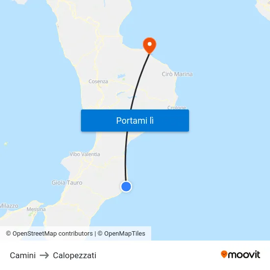 Camini to Calopezzati map