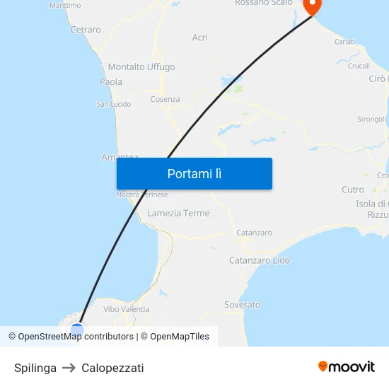 Spilinga to Calopezzati map