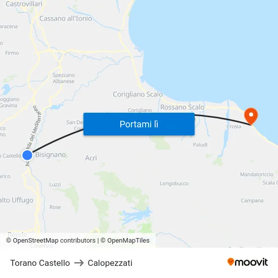 Torano Castello to Calopezzati map