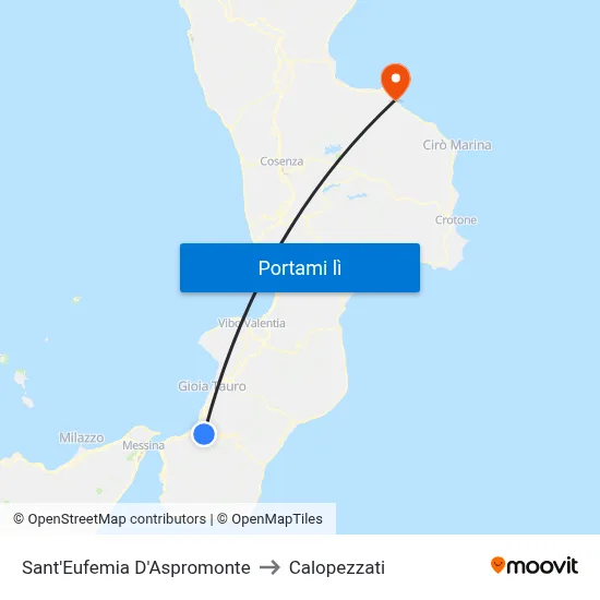 Sant'Eufemia D'Aspromonte to Calopezzati map
