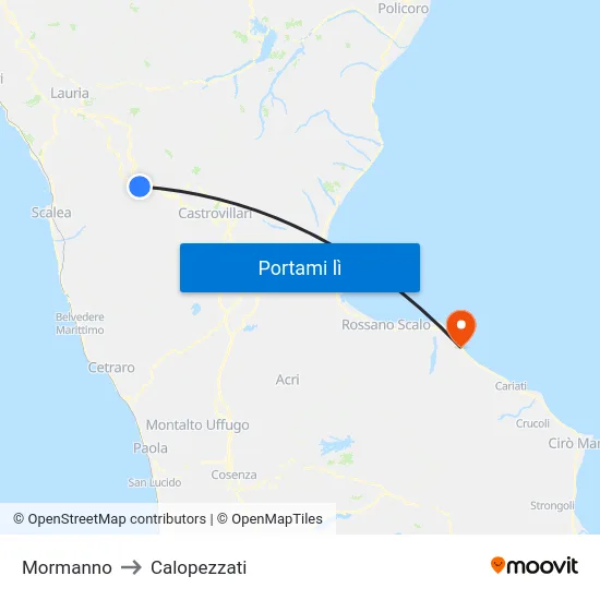 Mormanno to Calopezzati map