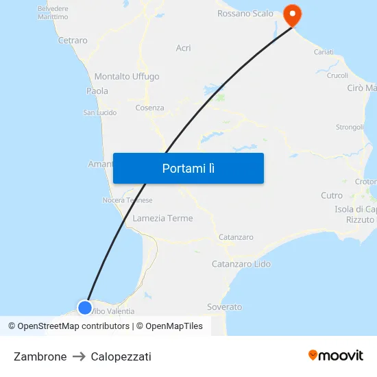 Zambrone to Calopezzati map
