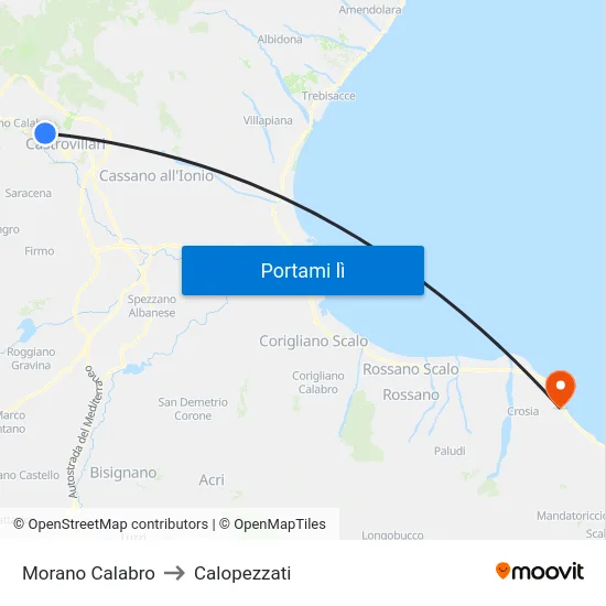 Morano Calabro to Calopezzati map
