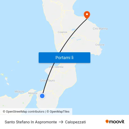 Santo Stefano In Aspromonte to Calopezzati map